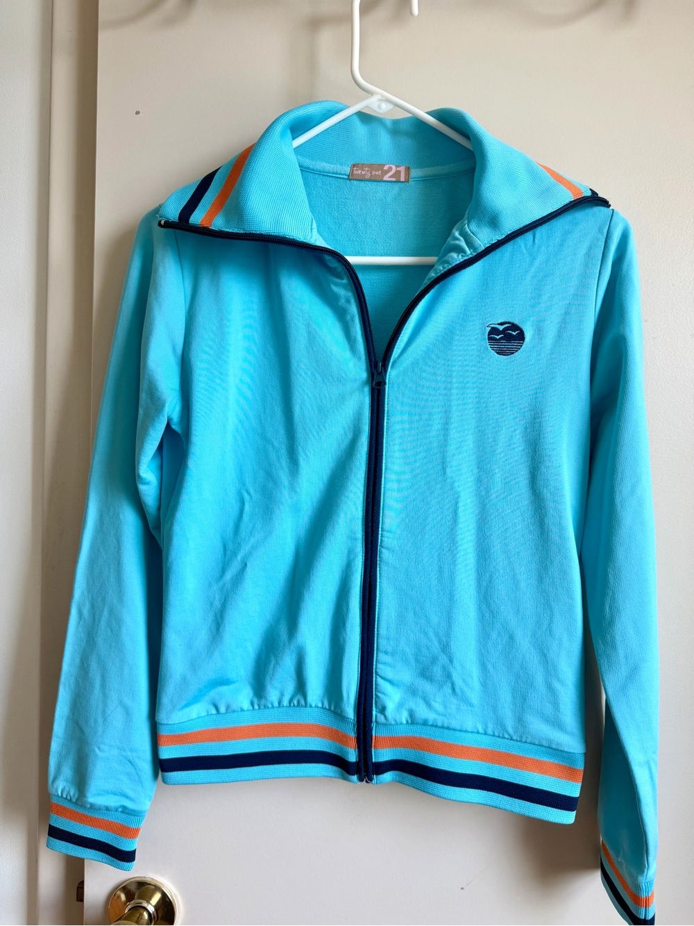 Forever 21 Zip-Up Jacket with Stripe Trim small